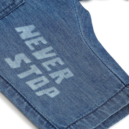 Boys Blue Printed Stretchable Jeans