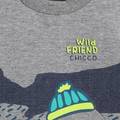 Boys Blue Printed Sweatshirt With Trousers