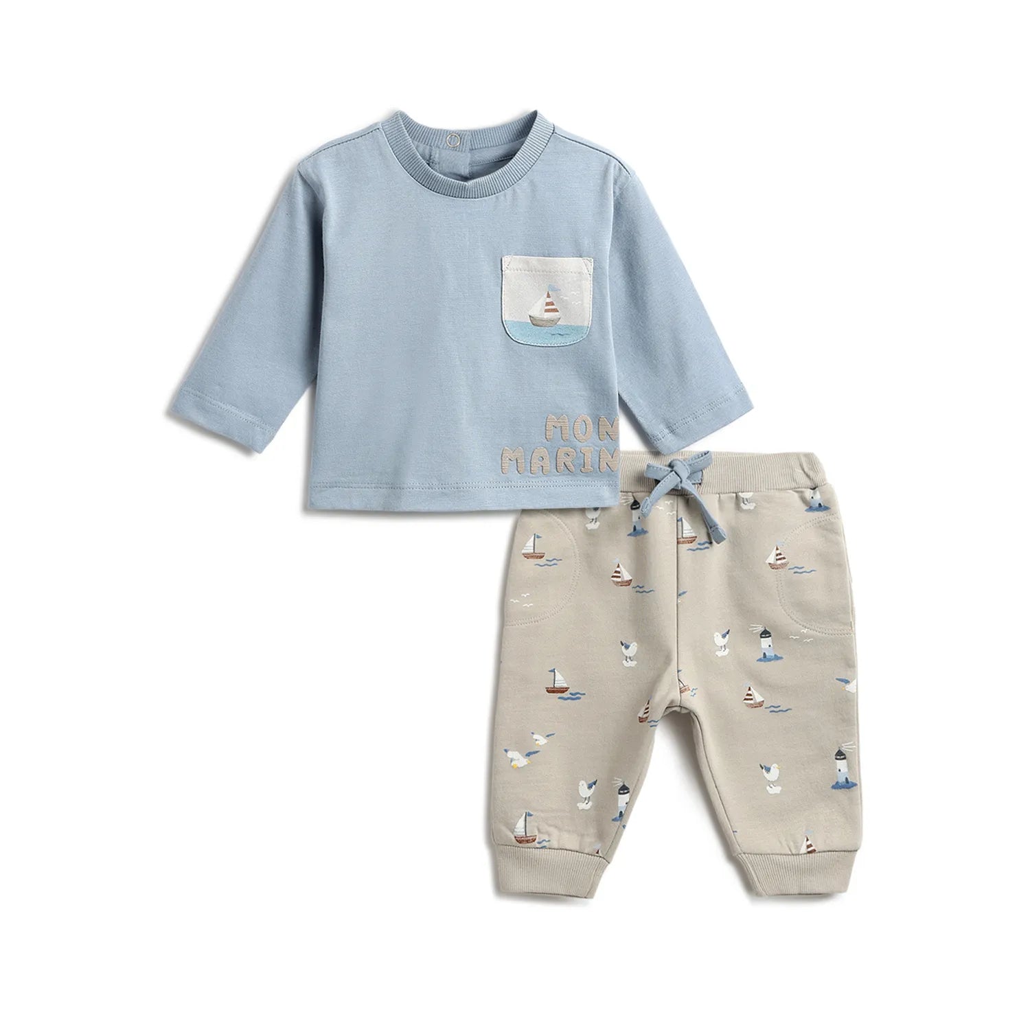 Boys Blue Printed Tshirt with Joggers