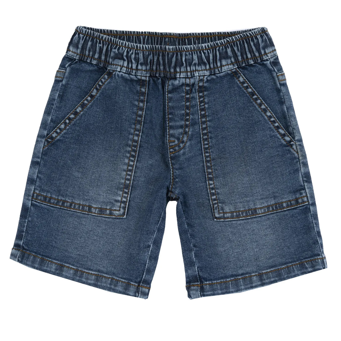 Boys Blue Solid Denim Shorts