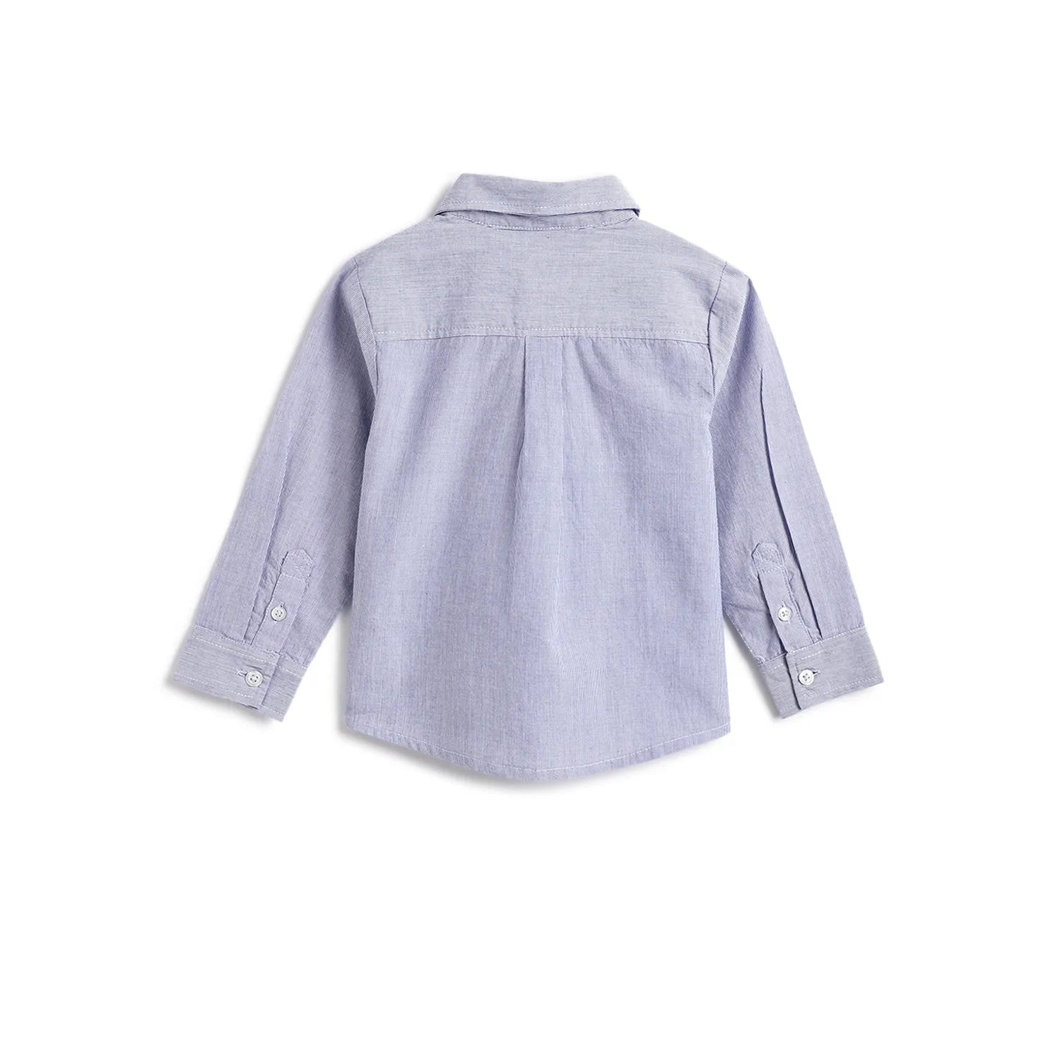 Boys Blue Solid Long Sleeve Shirt