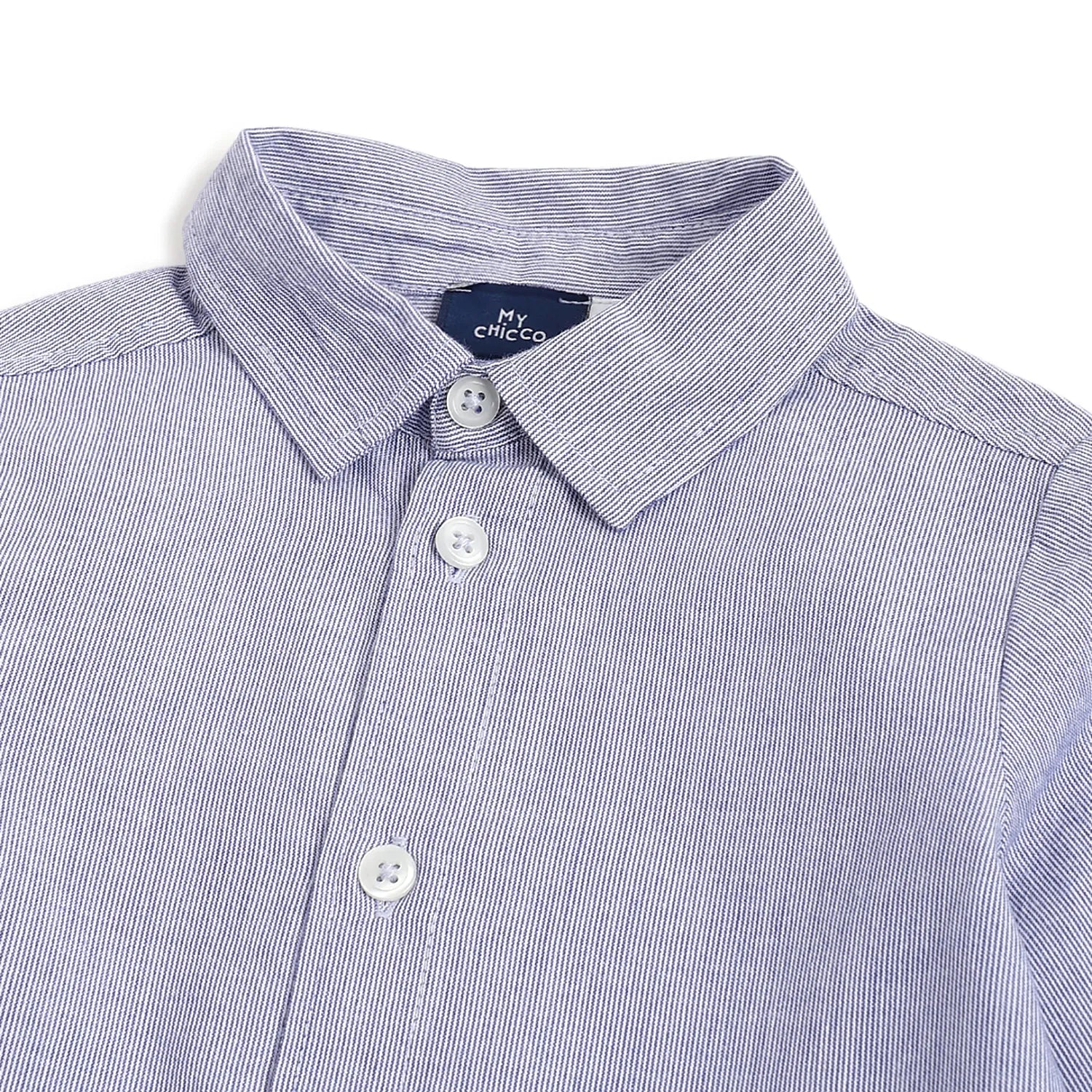 Boys Blue Solid Long Sleeve Shirt