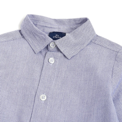 Boys Blue Solid Long Sleeve Shirt