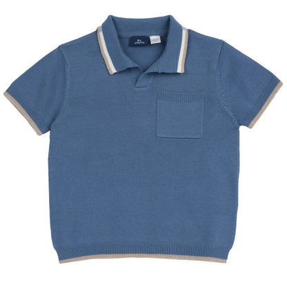 Boys Blue Solid Polo T-shirt