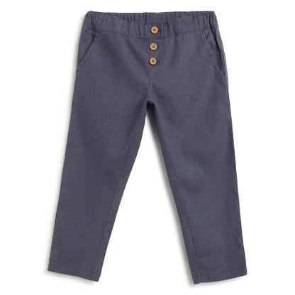 Boys Blue Solid Trousers