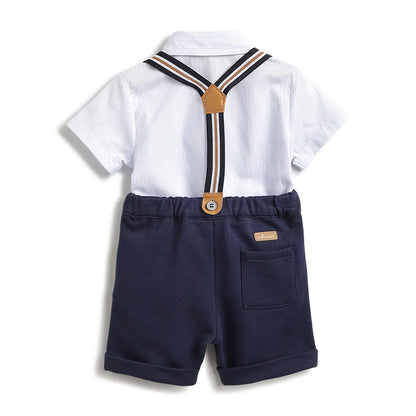 Boys Blue Striped Shirt With Shorts