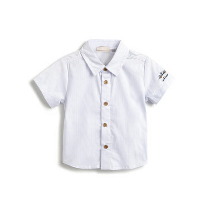 Boys Blue Striped Shirt With Shorts