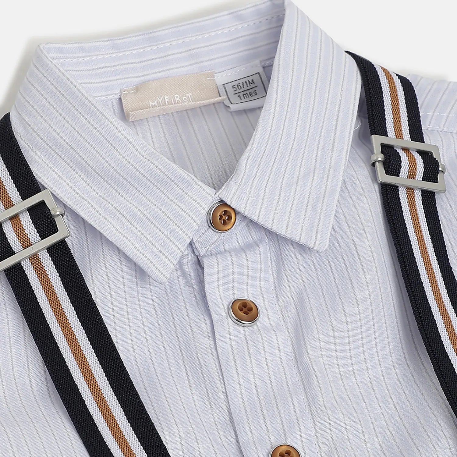 Boys Blue Striped Shirt With Shorts