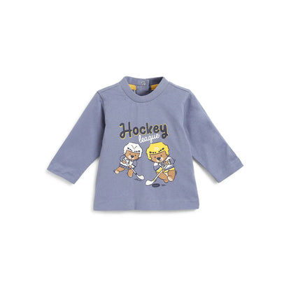 Boys Blue Typography Printed Round Neck T-shirt