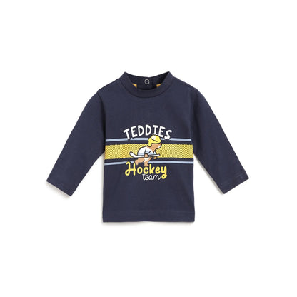 Boys Blue Typography Printed Round Neck T-shirt