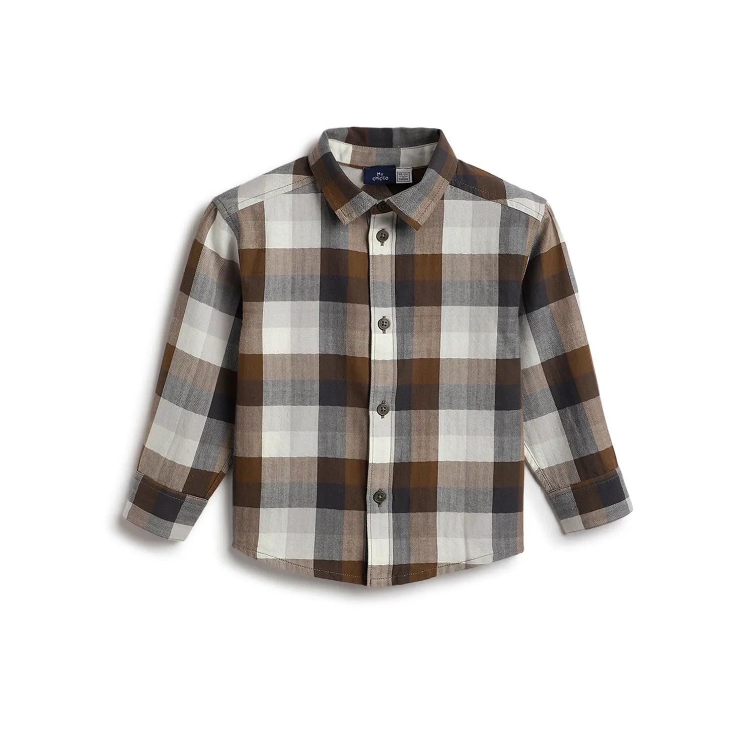 Boys Brown Checked Casual Shirt