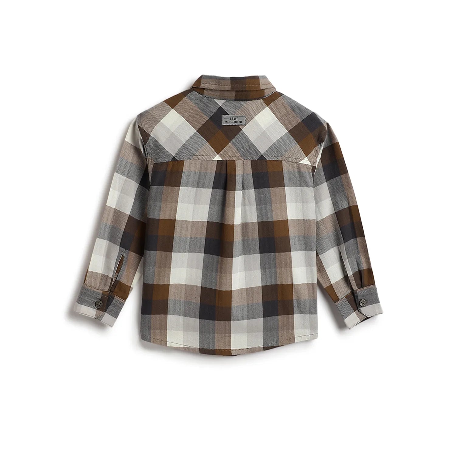 Boys Brown Checked Casual Shirt