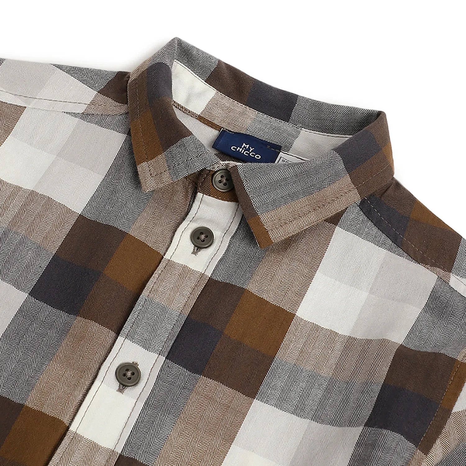 Boys Brown Checked Casual Shirt