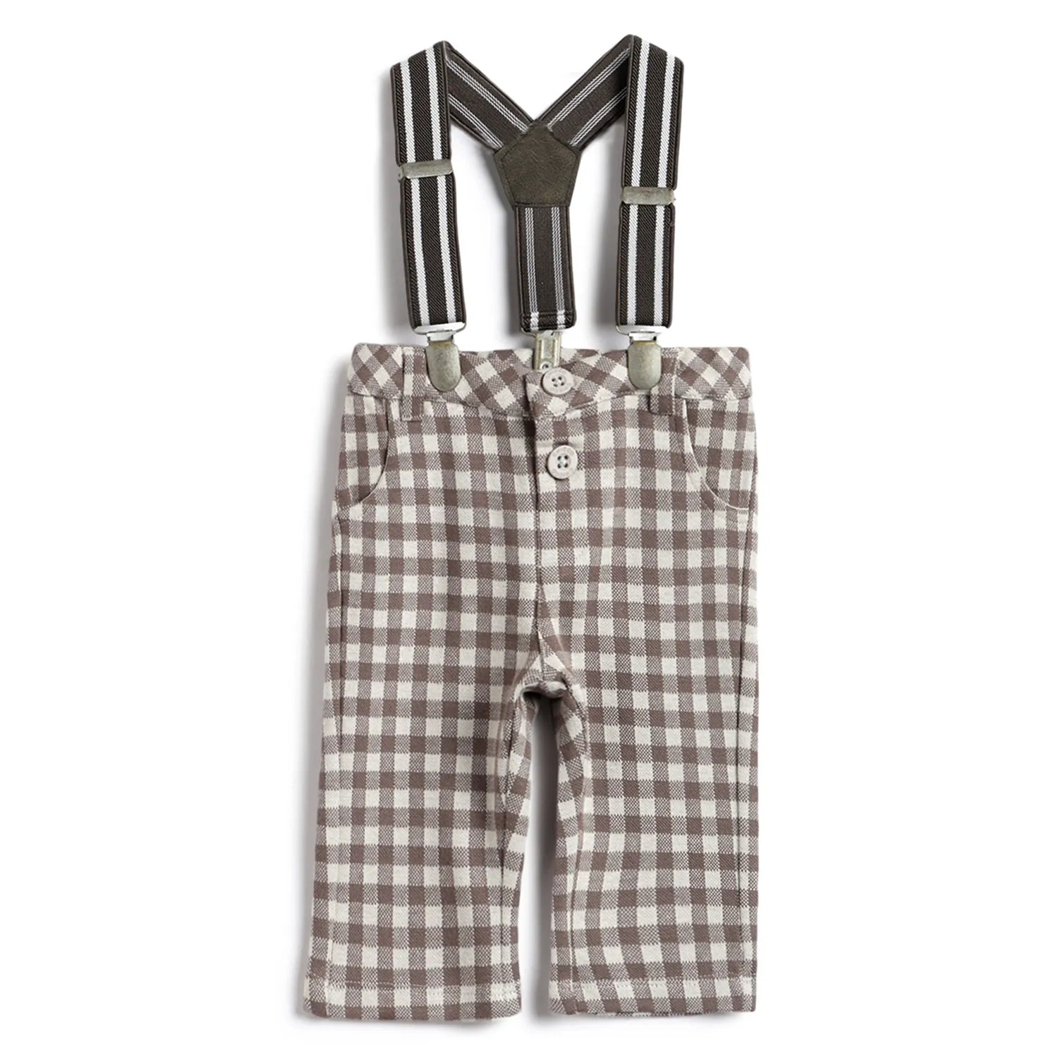 Boys Brown Checked Regular Fit Trousers