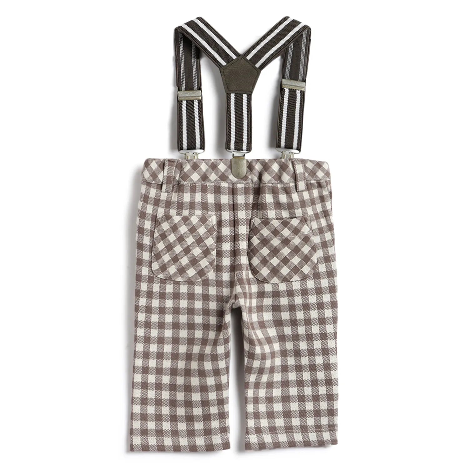 Boys Brown Checked Regular Fit Trousers