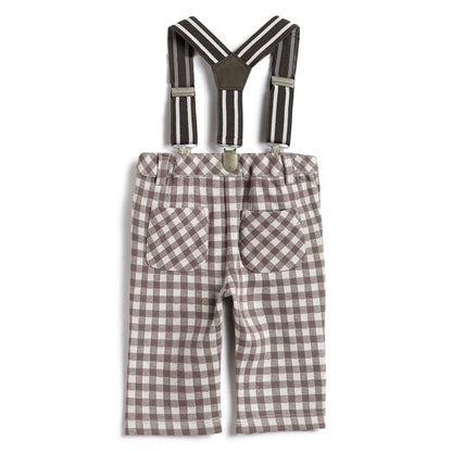 Boys Brown Checked Regular Fit Trousers