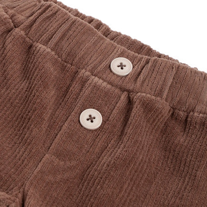 Boys Brown Cotton Trousers