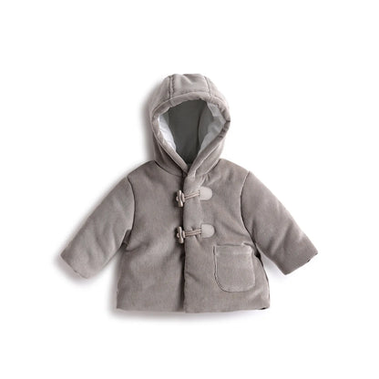 Boys Brown Hooded Self Design Coat