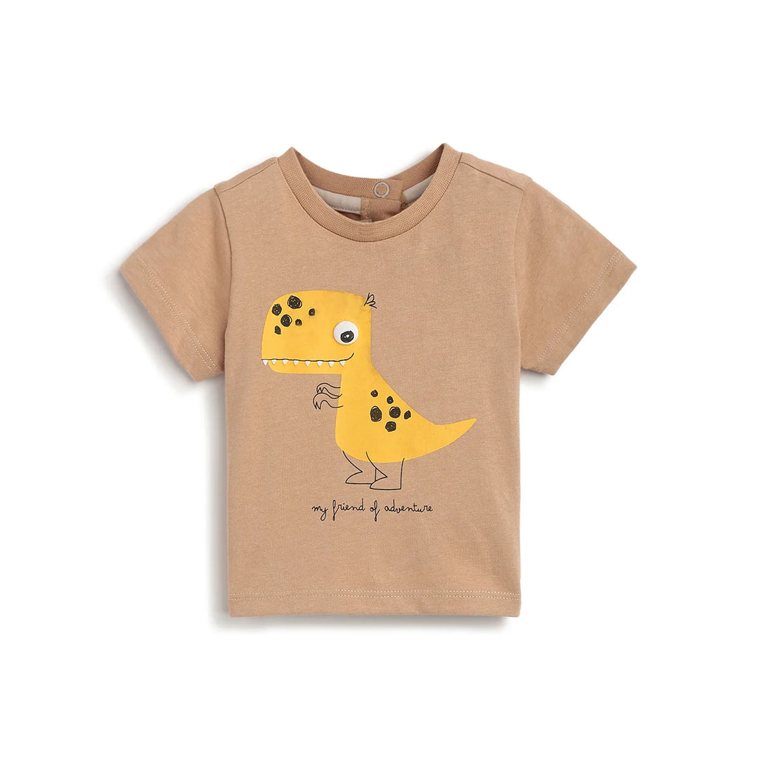 Boys Brown Printed Cotton T-shirt