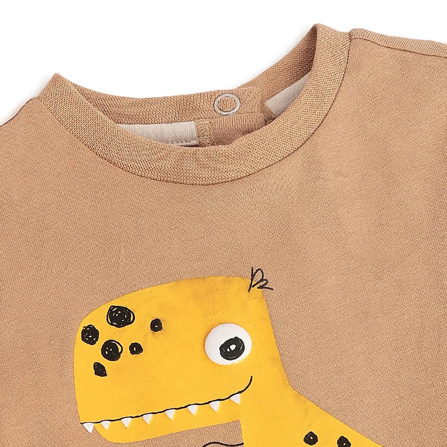 Boys Brown Printed Cotton T-shirt