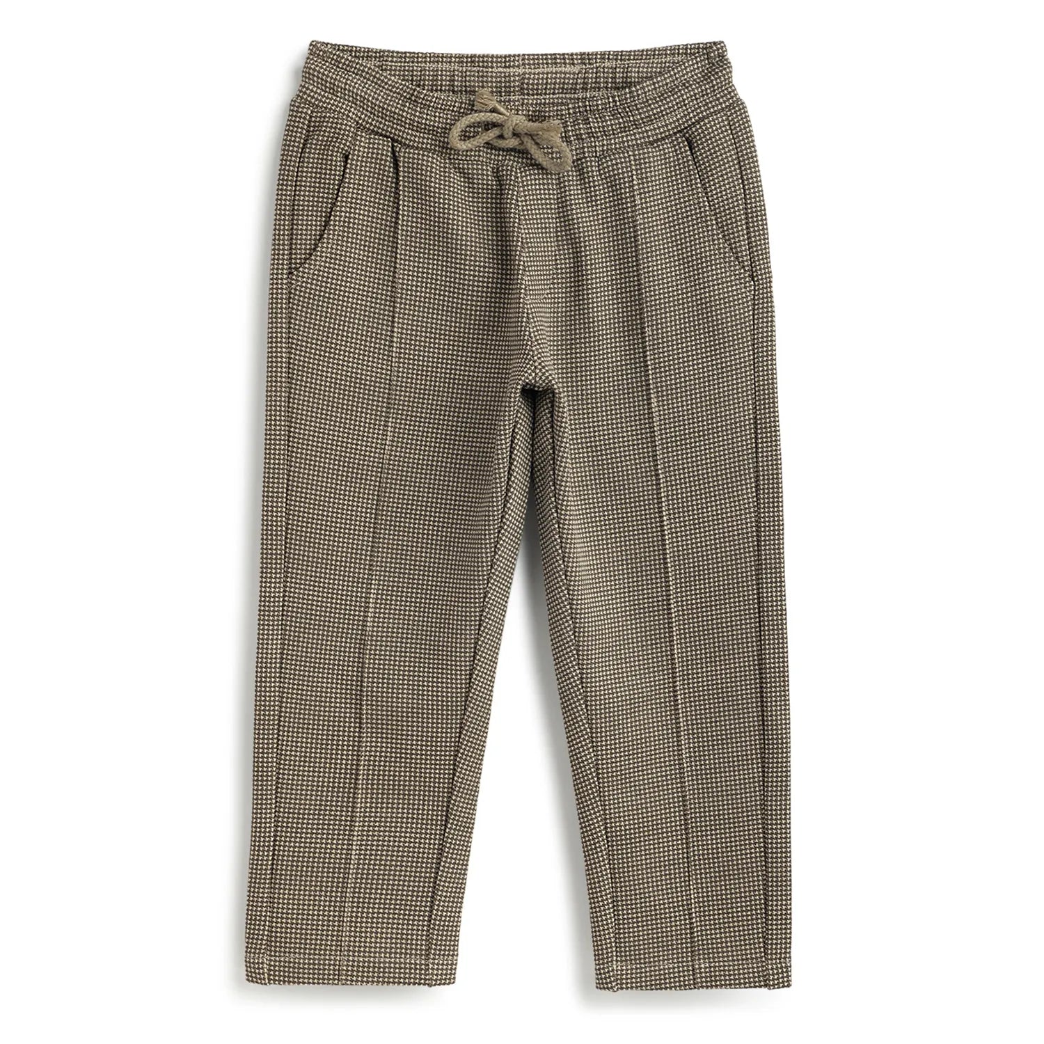 Boys Brown Printed Trousers