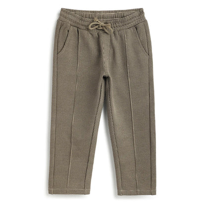 Boys Brown Printed Trousers