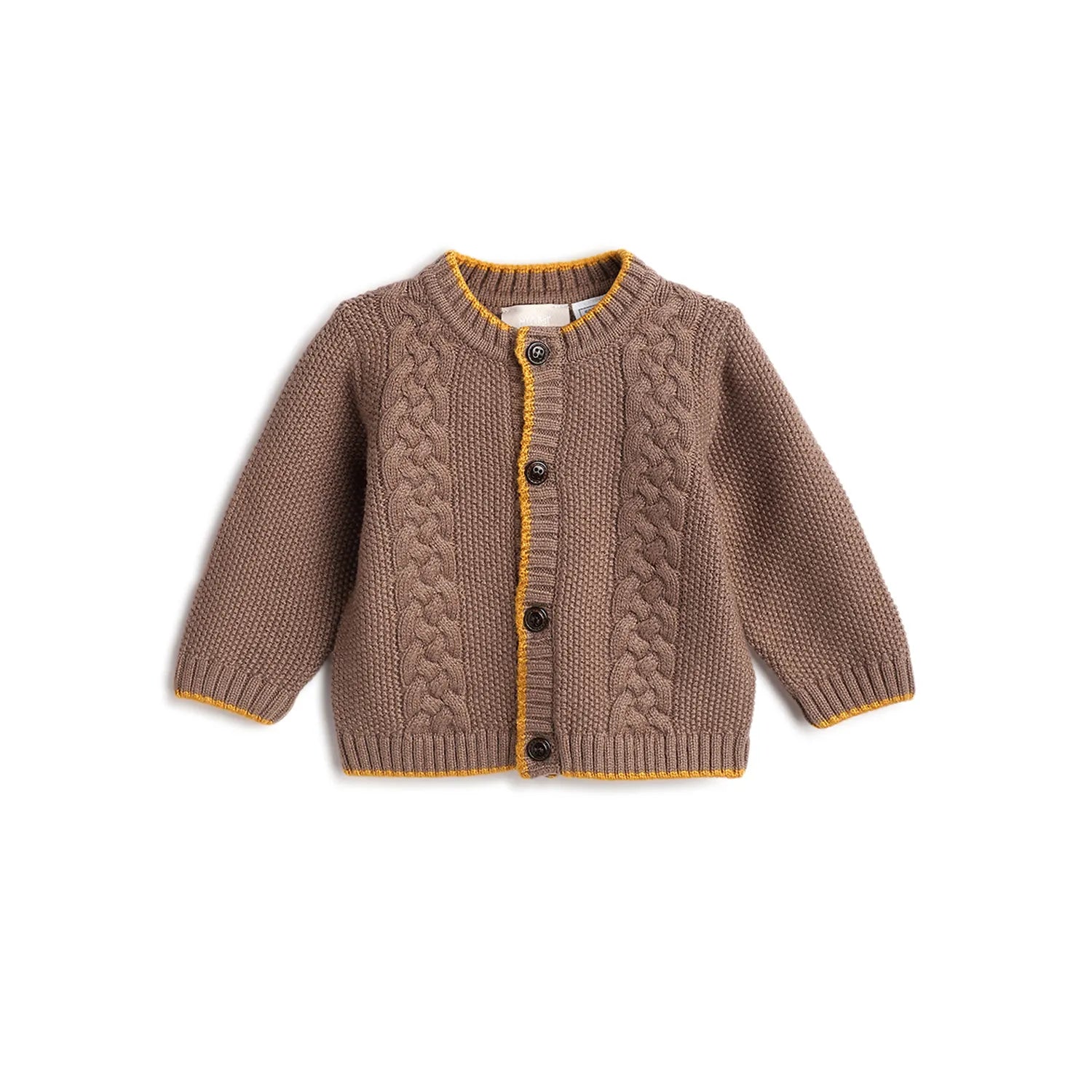 Boys Brown Self Design Cardigan