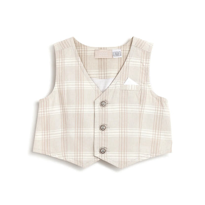 Boys Checked Cotton Waistcoat