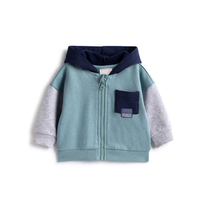 Boys Colourblocked Hooded Cardigan