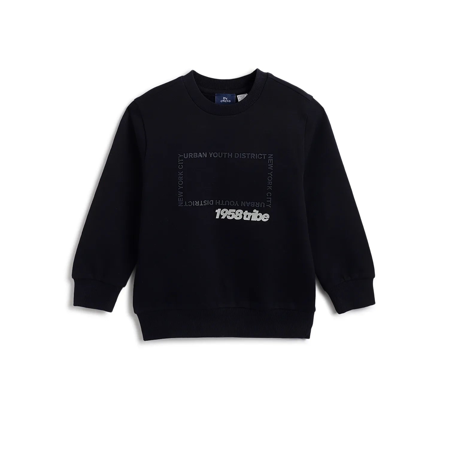 Boys Dark Blue Printed Sweatshirt