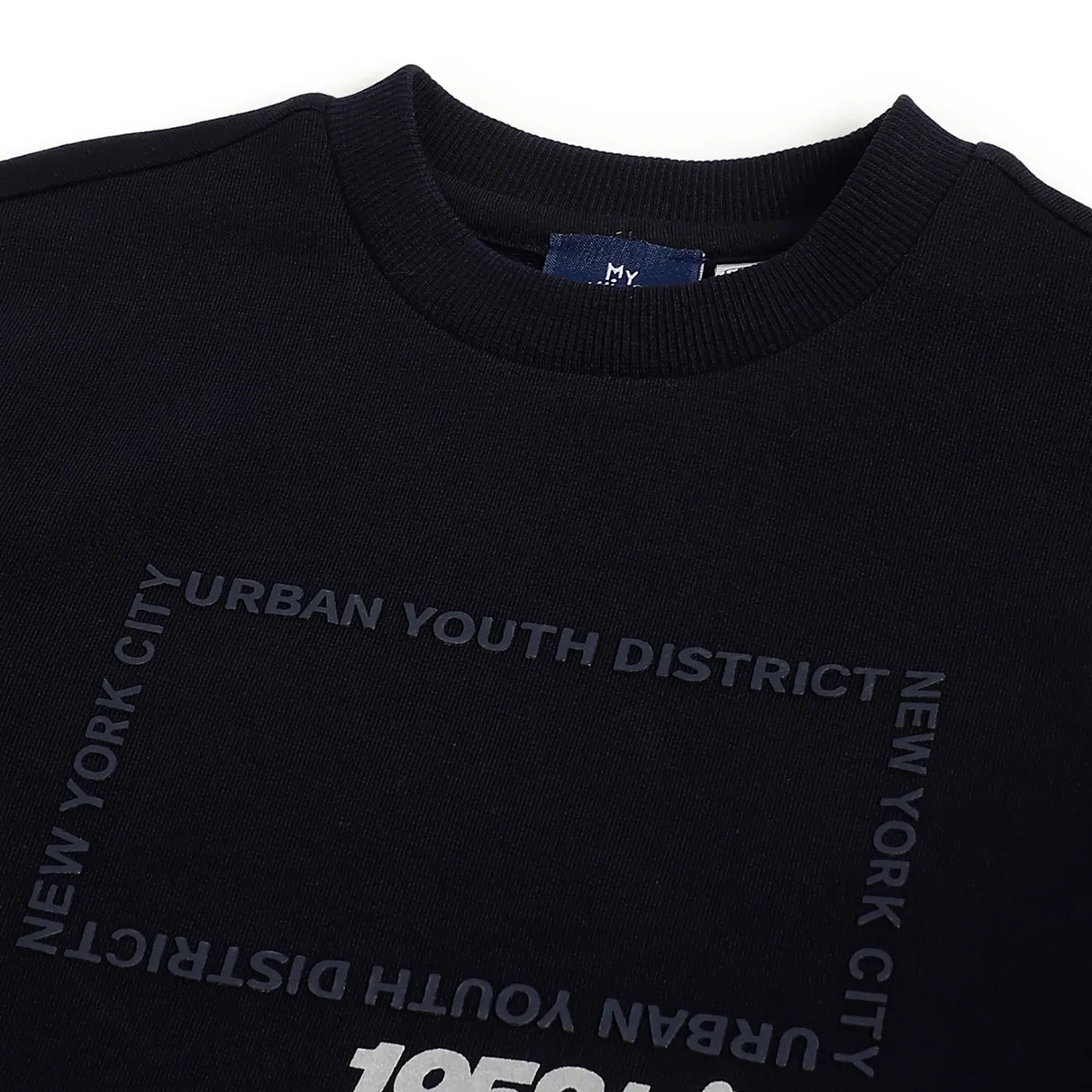 Boys Dark Blue Printed Sweatshirt