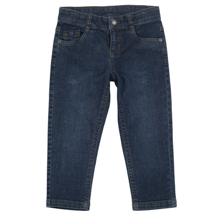 Boys Dark Blue Solid Denim Jeans