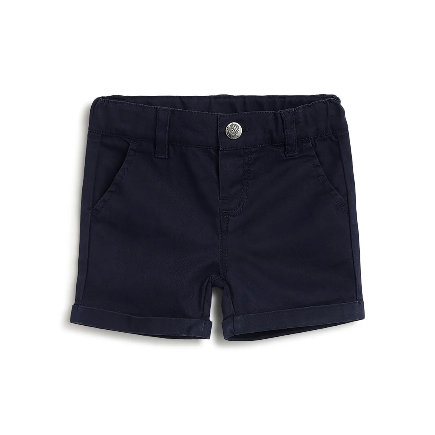 Boys Dark Blue Solid Shorts