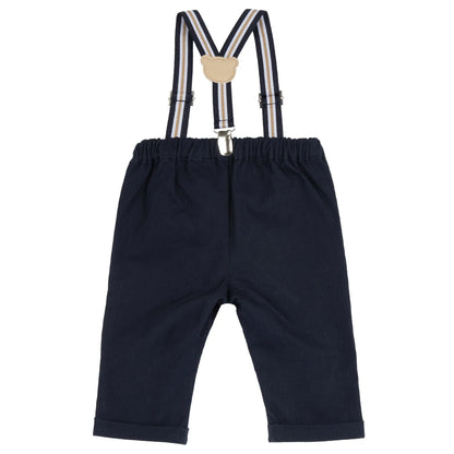 Boys Dark Blue Solid Trouser with Suspender