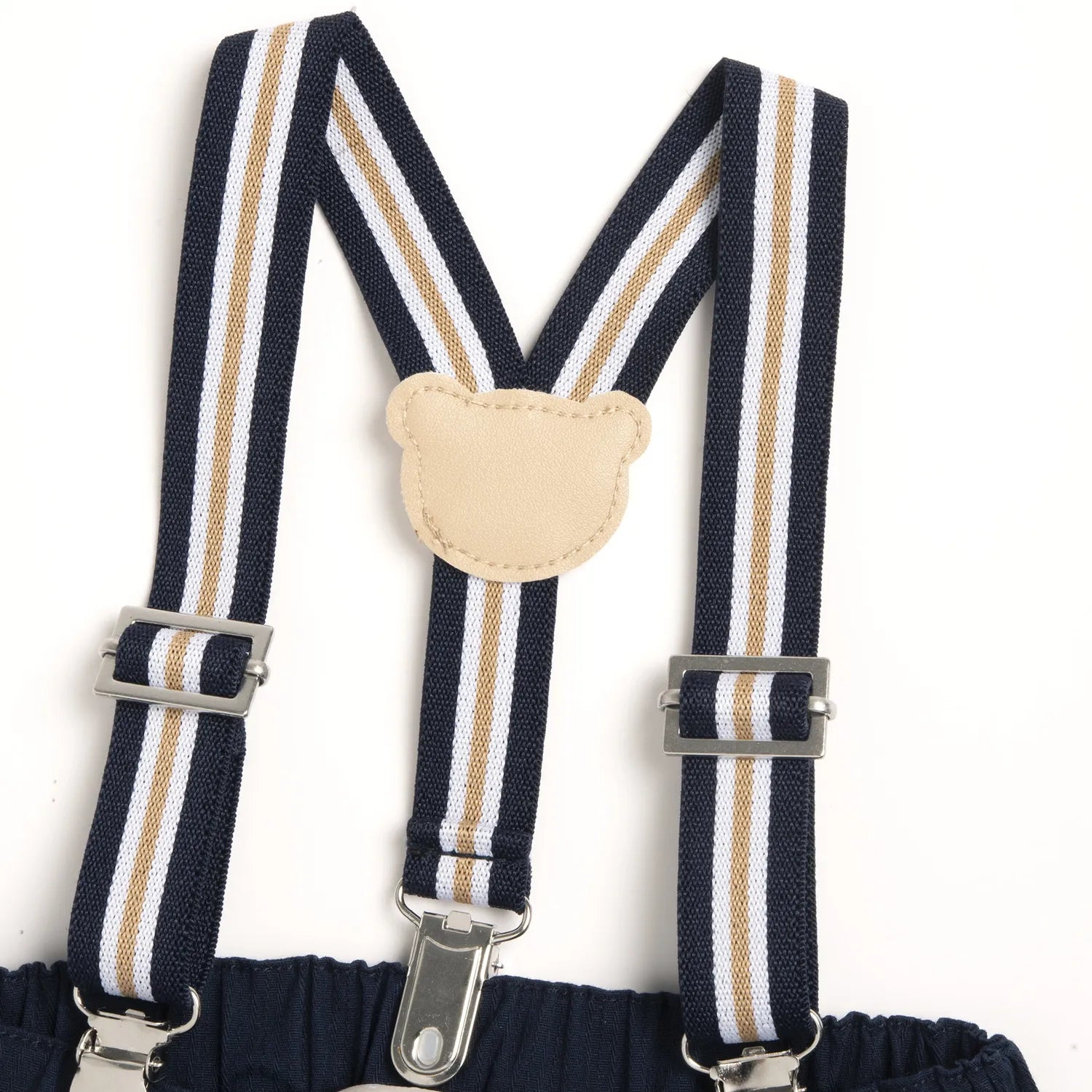 Boys Dark Blue Solid Trouser with Suspender