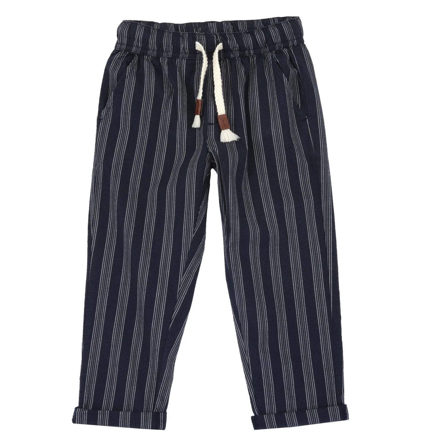 Boys Dark Blue Striped Trouser