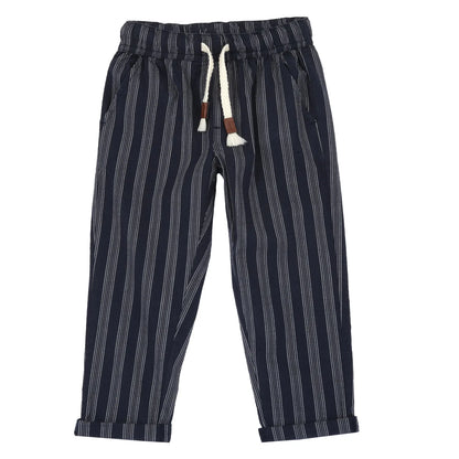 Boys Dark Blue Striped Trouser