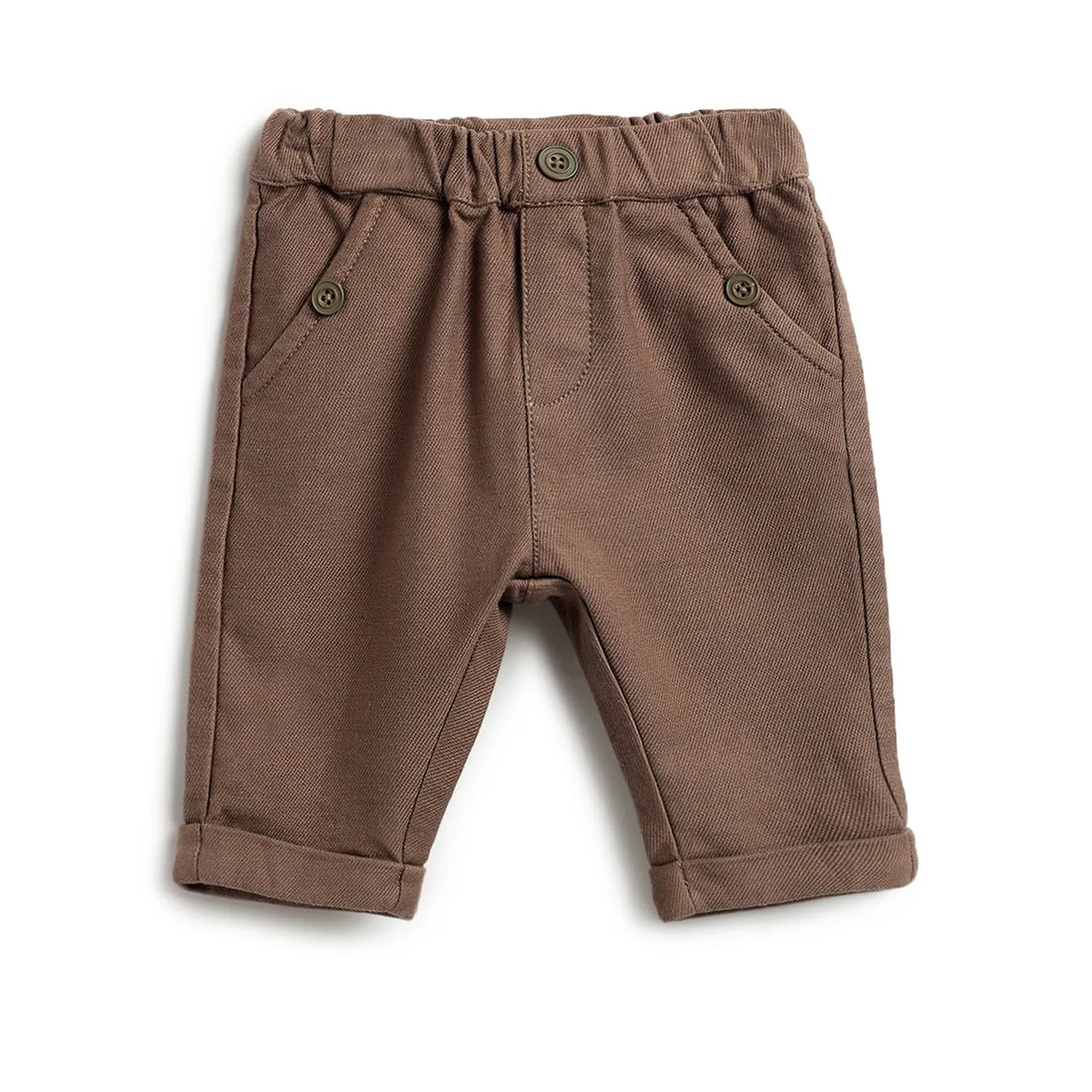 Boys Dark Brown Solid Trousers