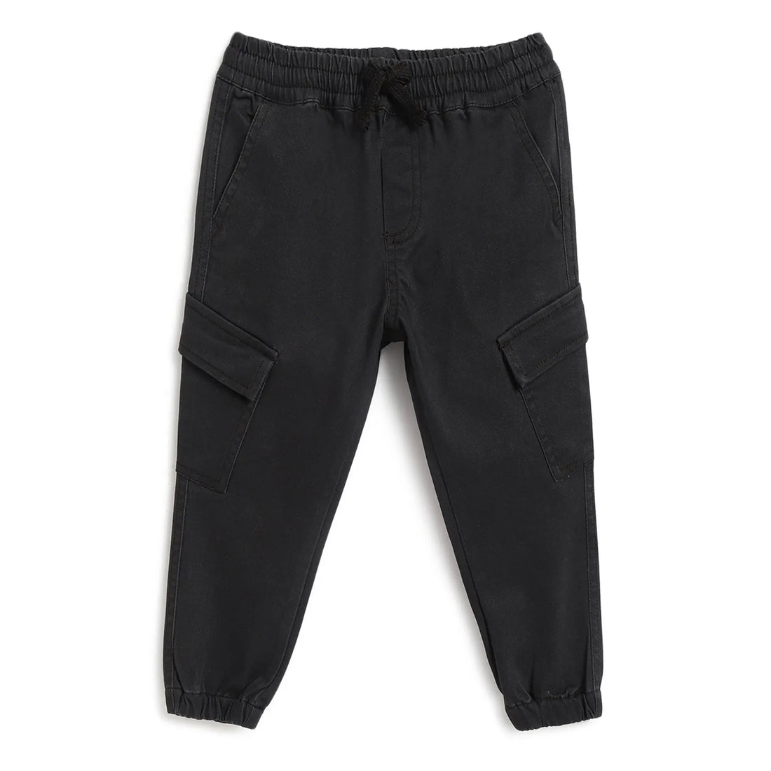 Boys Dark Grey Mid-Rise Relaxed Joggers