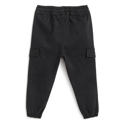 Boys Dark Grey Mid-Rise Relaxed Joggers
