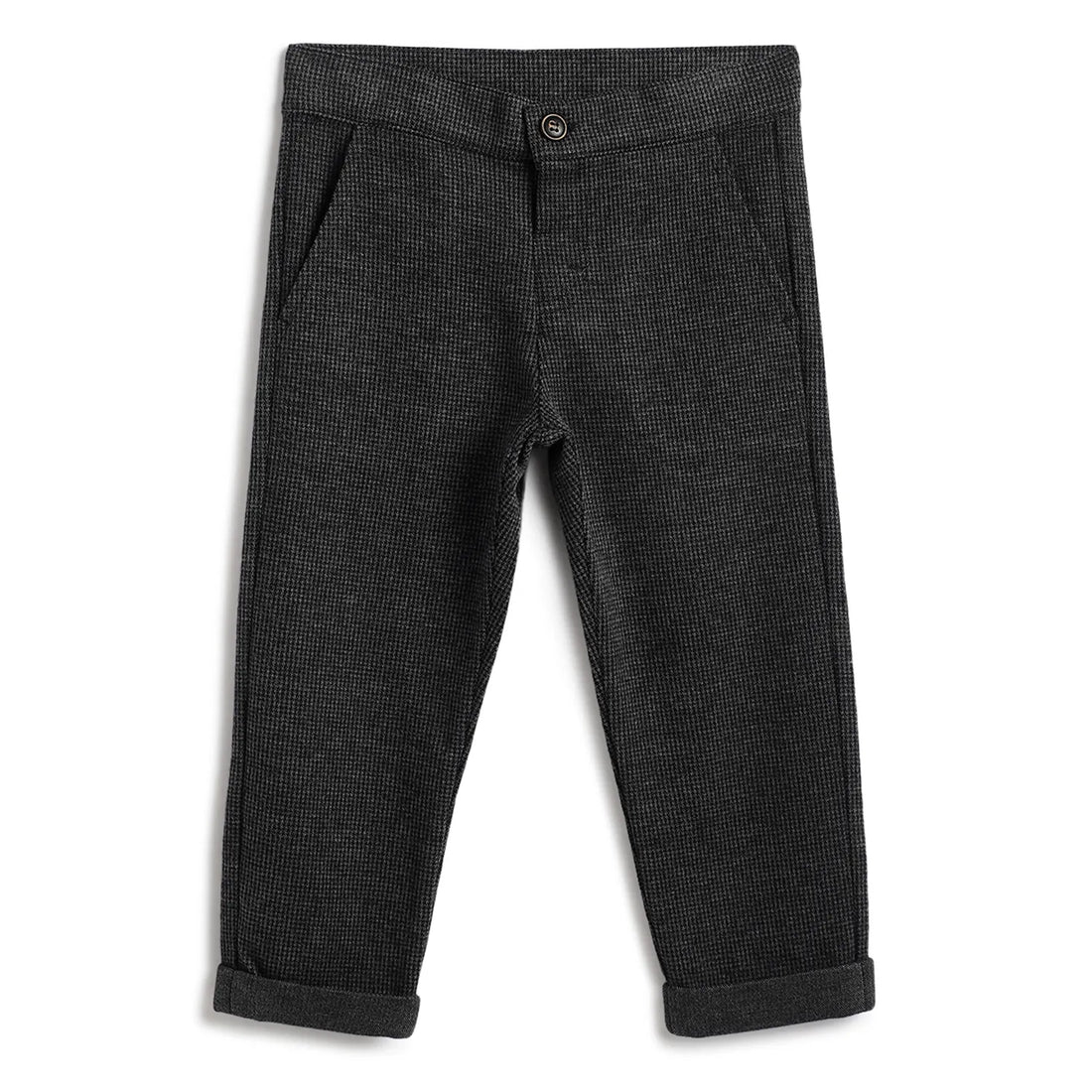 Boys Dark Grey Solid Trousers