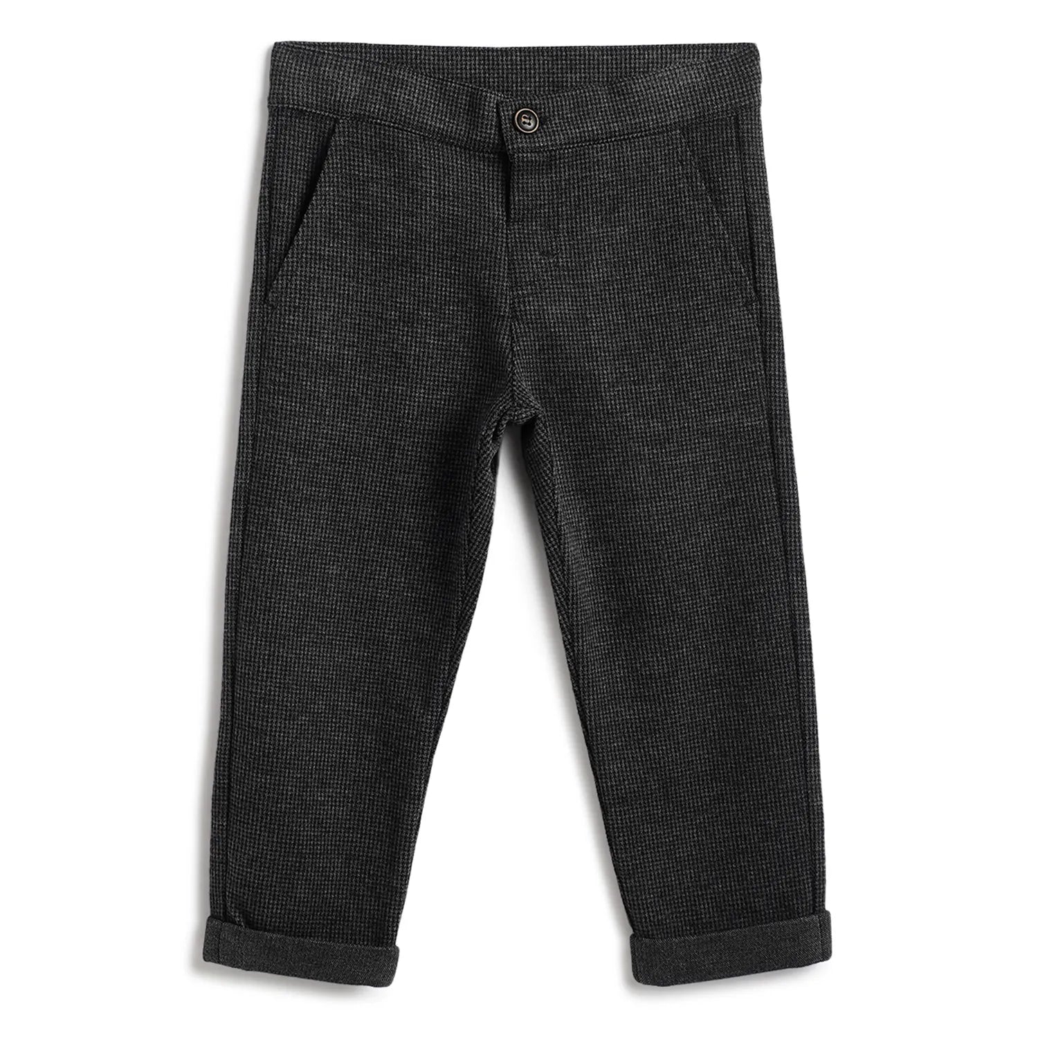 Boys Dark Grey Solid Trousers