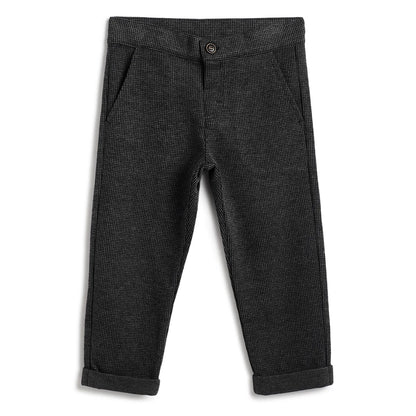 Boys Dark Grey Solid Trousers
