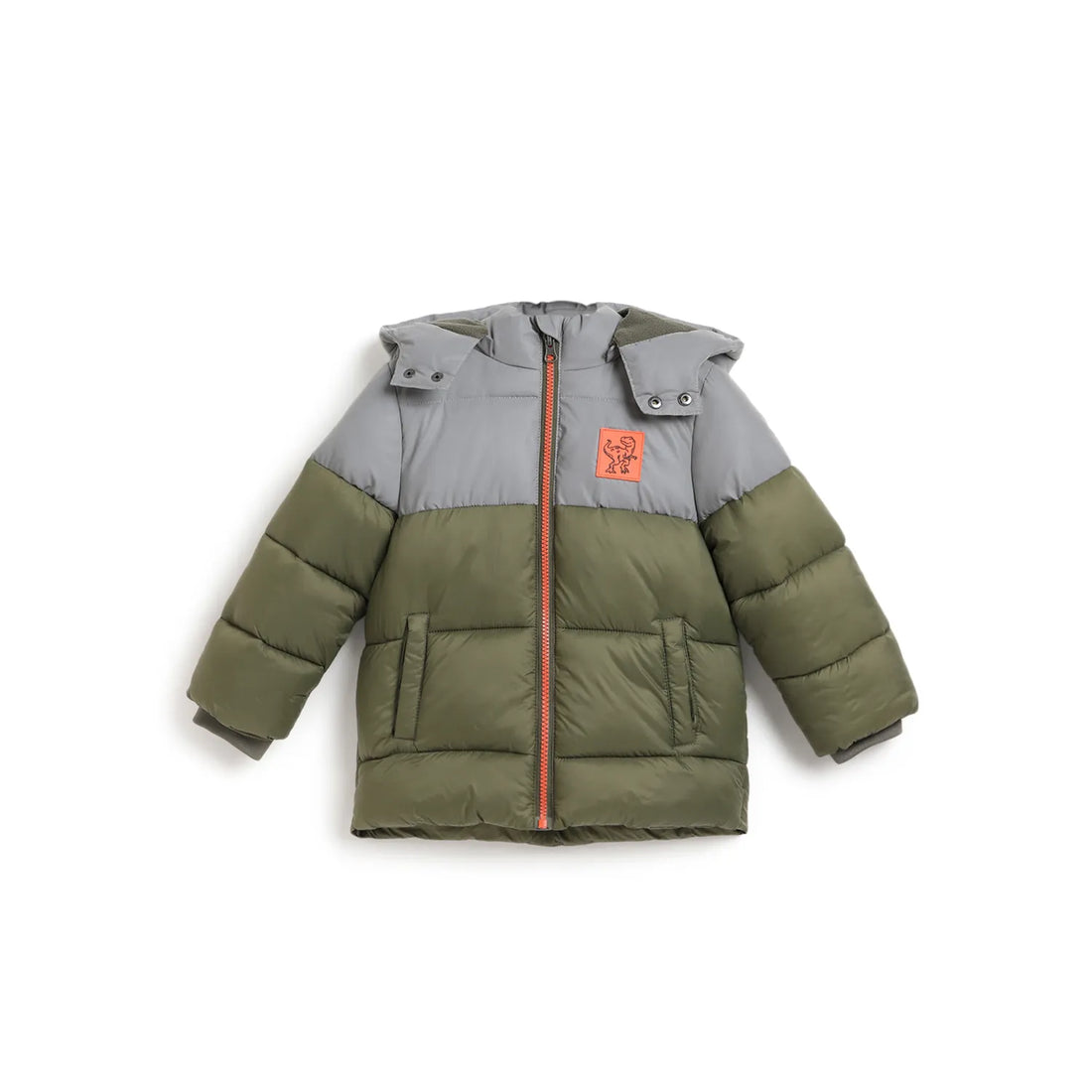 Boys Green Colourblocked Padded Jacket