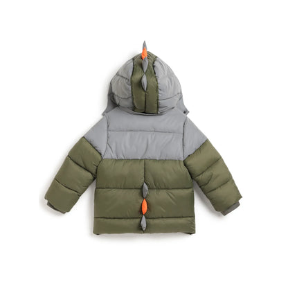 Boys Green Colourblocked Padded Jacket