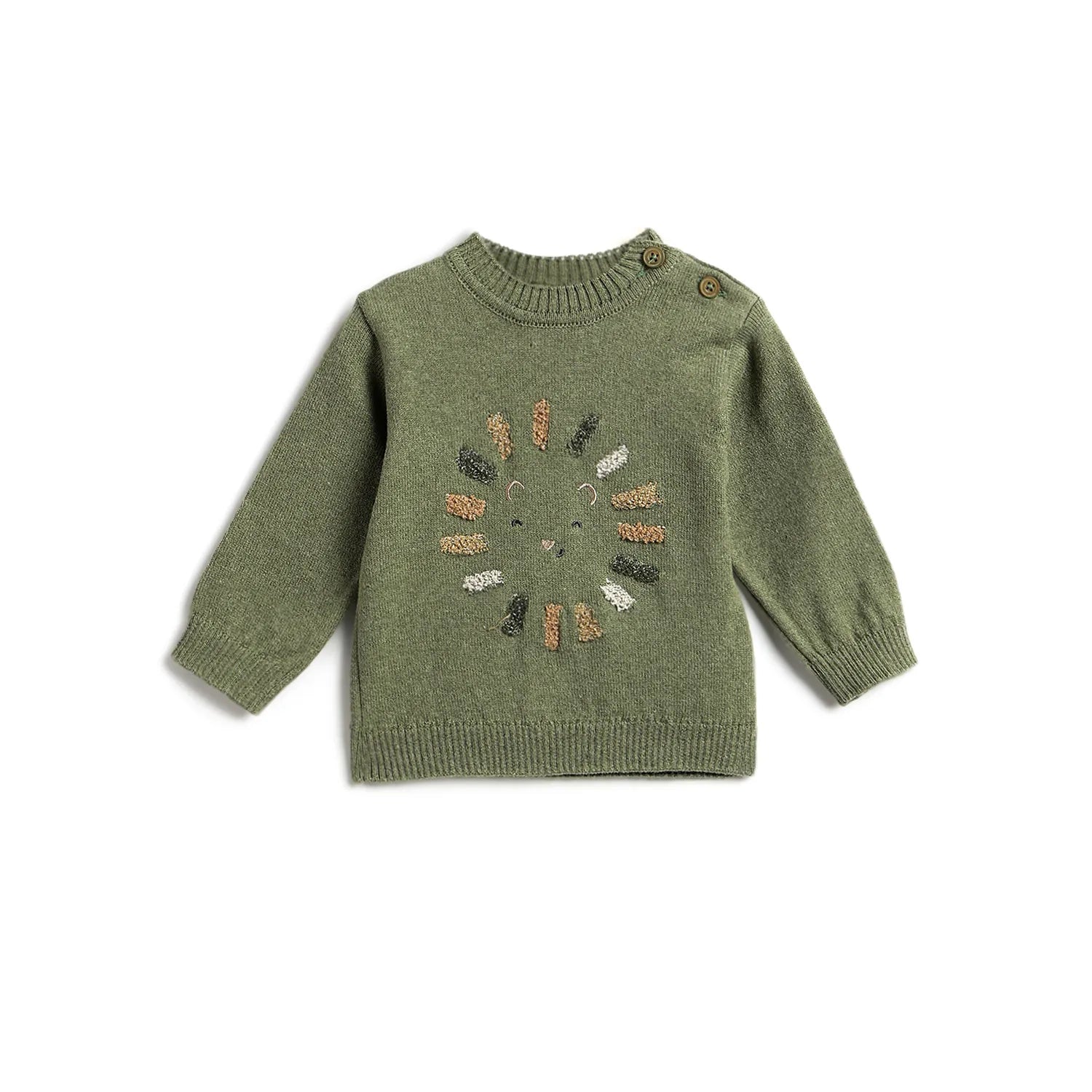 Boys Green Embroidered Pullover