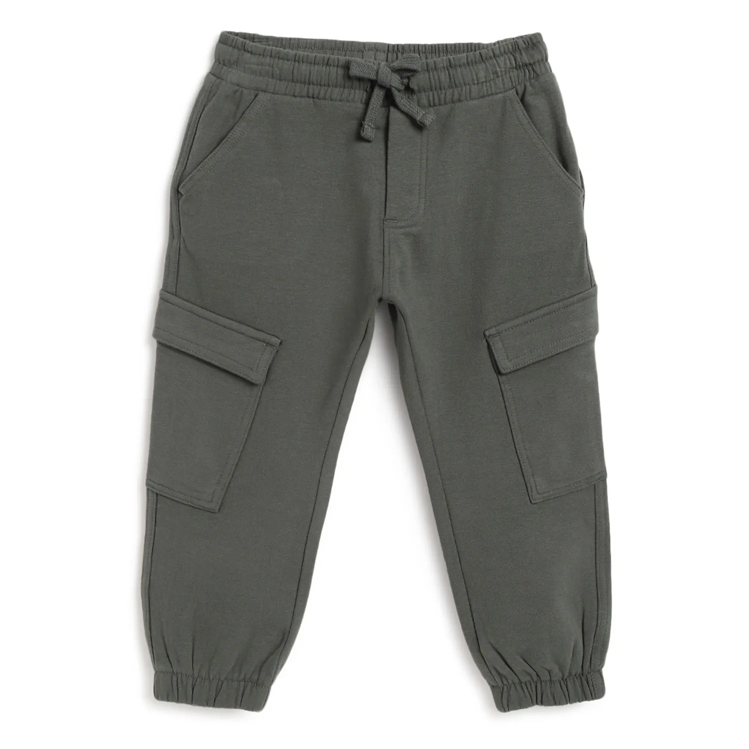 Boys Green Mid-Rise Relaxed Joggers
