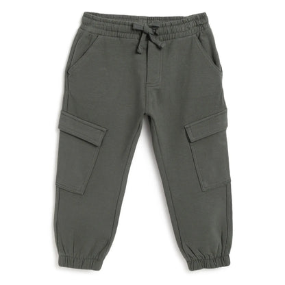 Boys Green Mid-Rise Relaxed Joggers