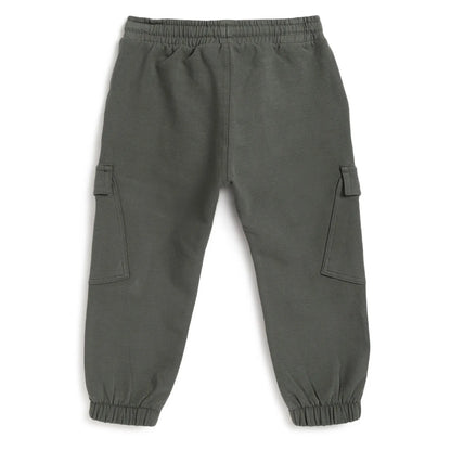 Boys Green Mid-Rise Relaxed Joggers