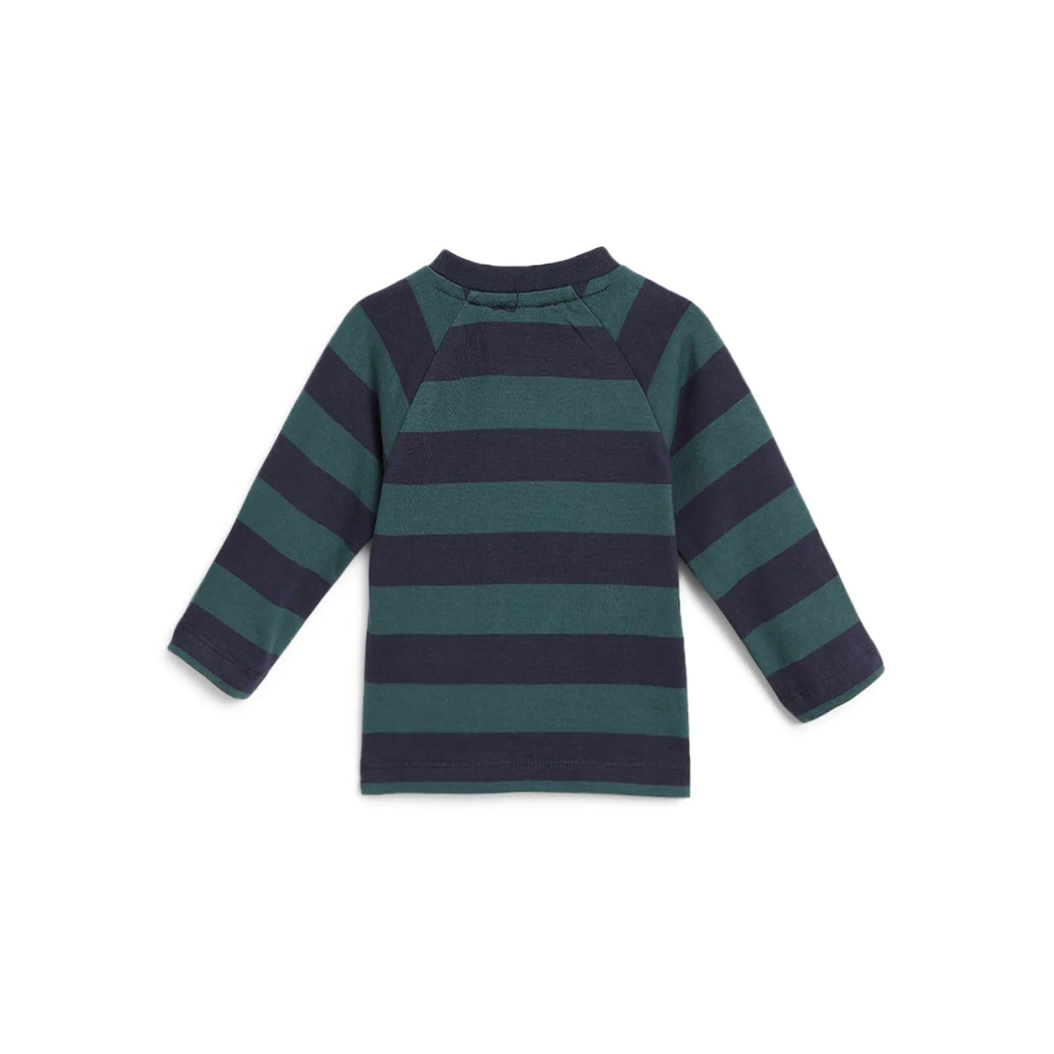 Boys Green Striped Round Neck T-shirt